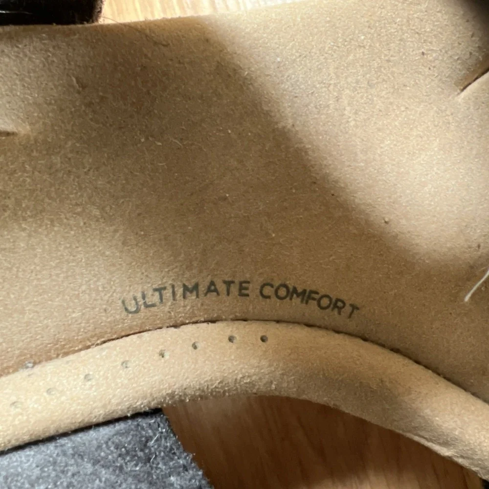 Clarks Rose Wedge Sandal Womens Size 9 Black Ultimate Comfort Nubuck Leather 40